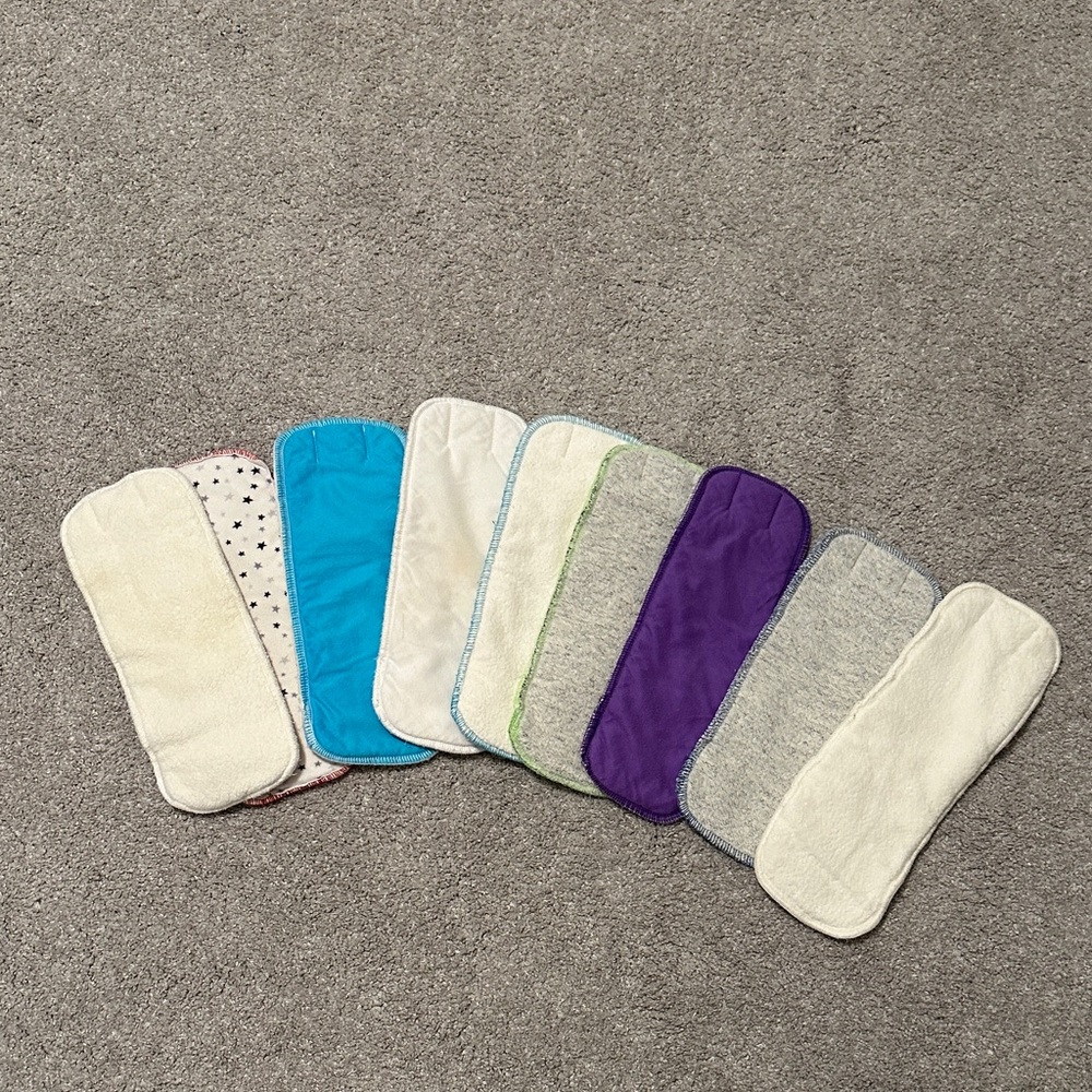 Ragababe size medium cloth reusable diaper inserts set of 9